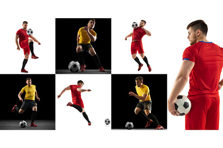 Collage with dynamic portraits of