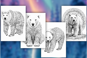 100 Polar Bear Mandala Coloring Page, an Animal Illustration by BrandlyTemplate