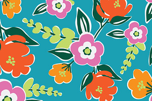 Bright Blooms Seamless Pattern, a Pattern Graphic by origamiprints