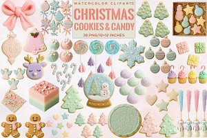 Pastel Christmas Cookies & Candy Cli, an Illustration by SVGArt