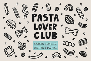 Pasta lover club graphic elements