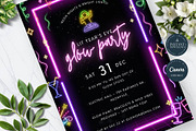 Editable Glow Party Invitation, an Invitation Template by Tracia Creative (Thumbnail 3 of 6)