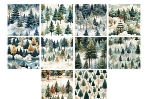 PINE TREE FOREST Seamless Pattern