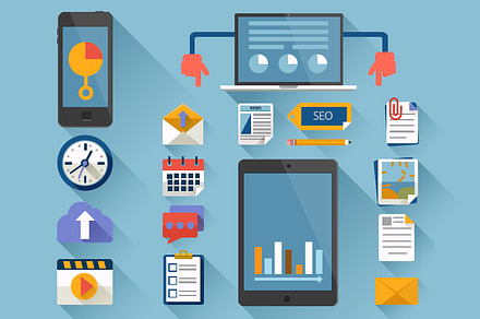 Seo flat icons illustration