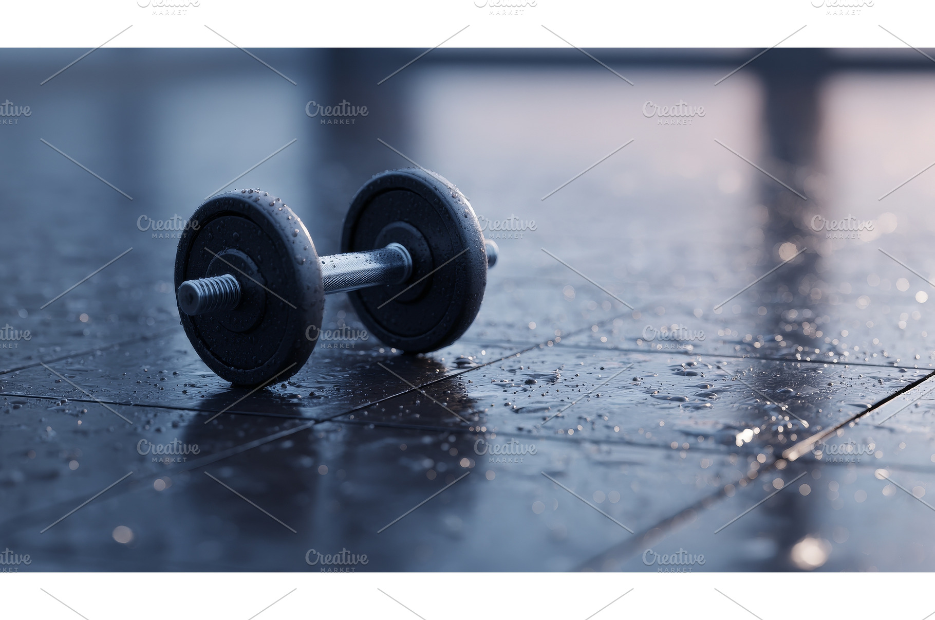 The dimly lit gym floor is home to a, an Industrial Photo by ZinetroN