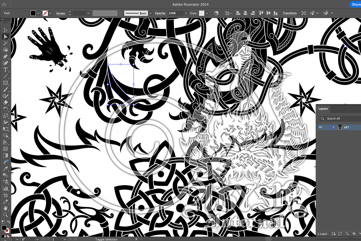 Viking Wolf, Fenrir Knotwork Art, a Decorative Illustration by Abysm Internal (Photo 3 of 4)