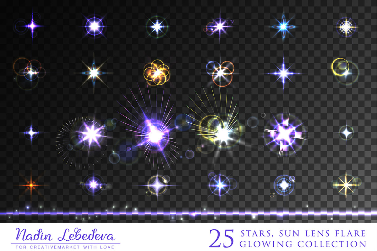 VECTOR GLOWING COLLECTION / BRUSHES, a Background Graphic by Nadin_Lebedeva (Photo 8 of 11)