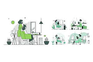 Female hairstylist dress cutting, an Object Illustration by Onyx