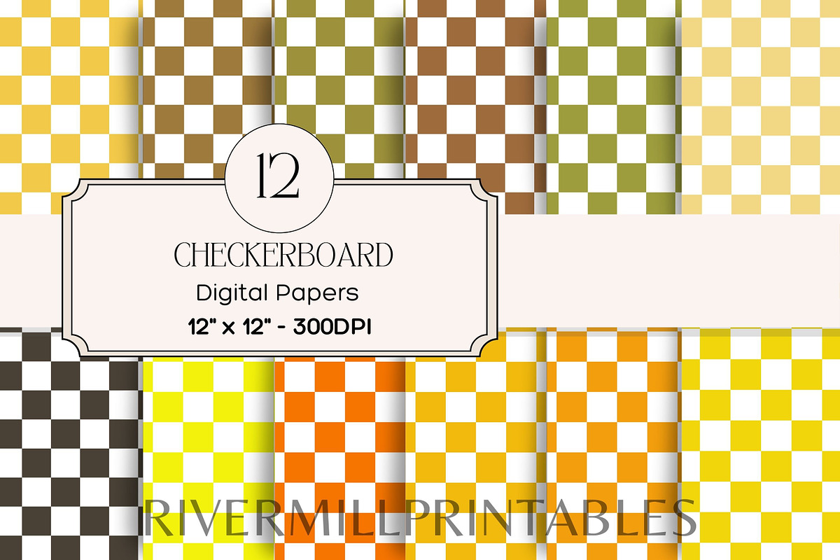 Checkerboard Digital Paper Bundle, a Pattern Graphic by Rivermill Printables (Photo 1 of 2)