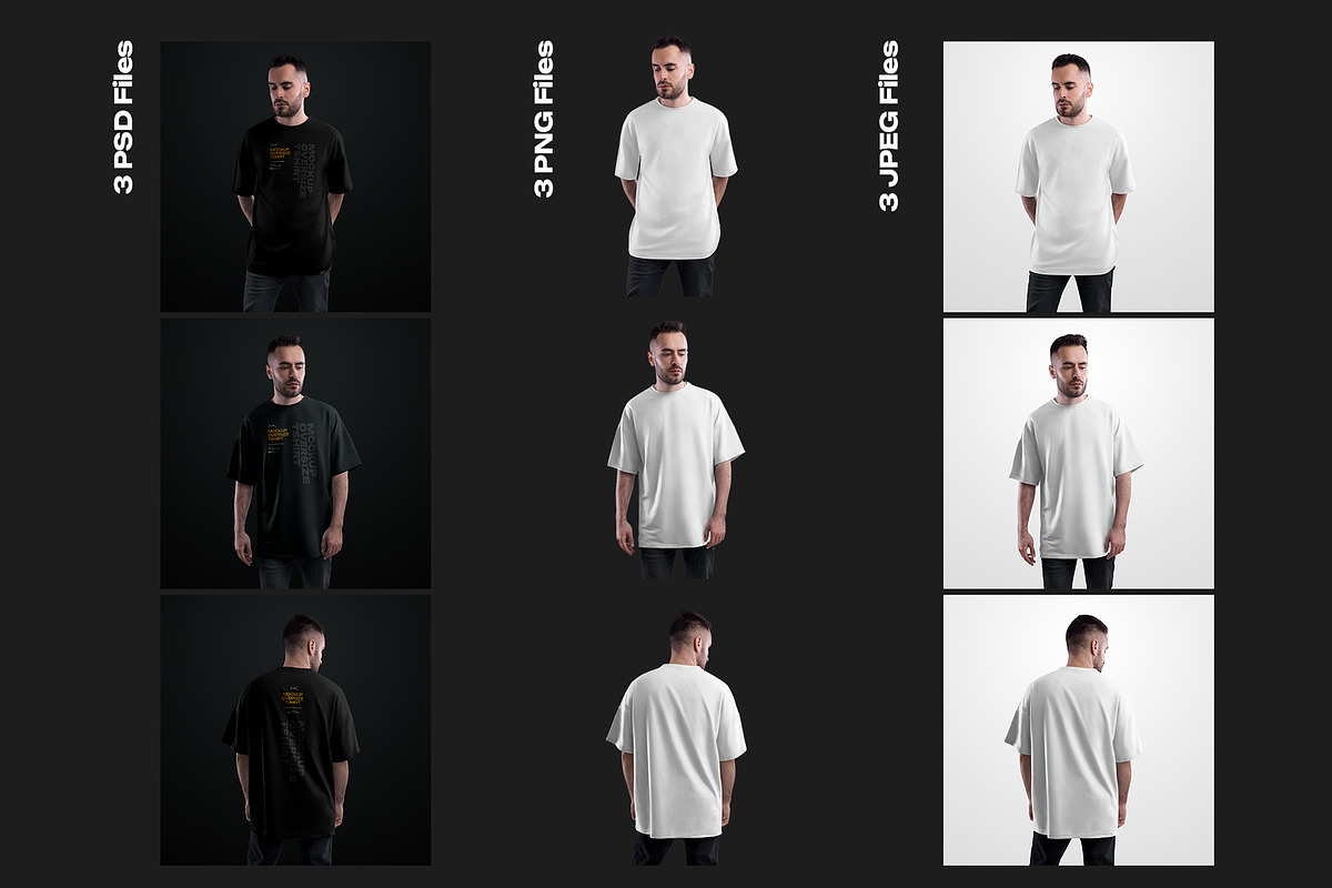 3 Mockups Oversize T-shirt, a Shirt Mockup by Grow Design Craft Studio (Photo 8 of 9)