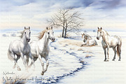 Watercolor Grey Horses & Landscapes, an Animal Illustration by Dazzling Art Boutique (Thumbnail 1 of 11)