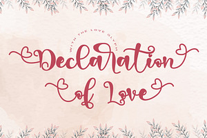 Declaration Of Love, a Script Font by Letterara
