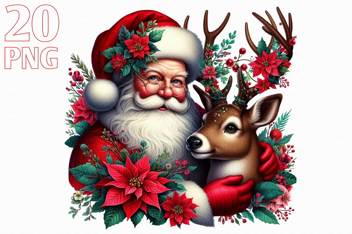 Santa Claus and Reindeer png, an Illustration by Libby Wishes (Photo 1 of 9)