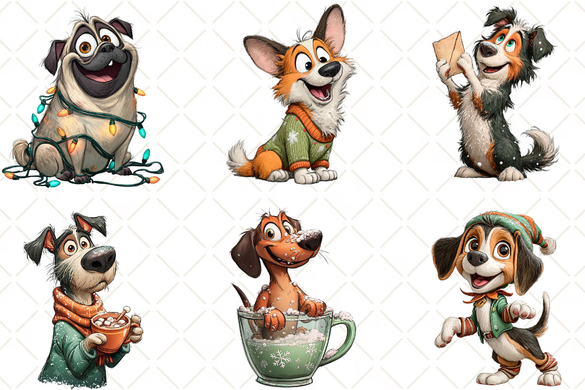 Quirky Christmas Dog Clipart, an Illustration by Black Bird Studio (Photo 6 of 6)