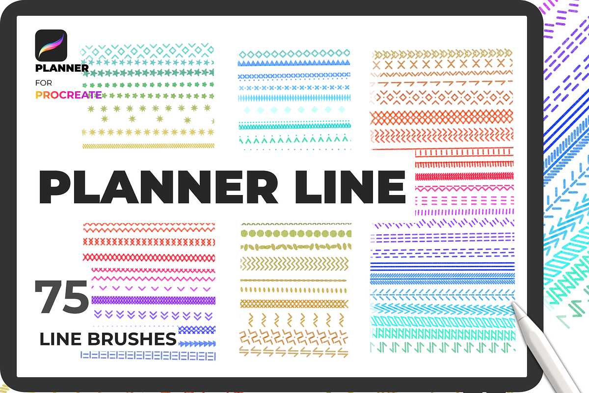 Linear brushes patterns Procreate, a Brush Add-On by Graphics Resources (Photo 15 of 15)