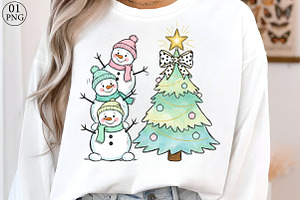 Coquette Christmas Snowman PNG, an Illustration by Libby Wishes
