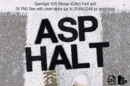 Asphalt Opentype SVG Font and PNGs, a Symbol Font by Creative Graphics