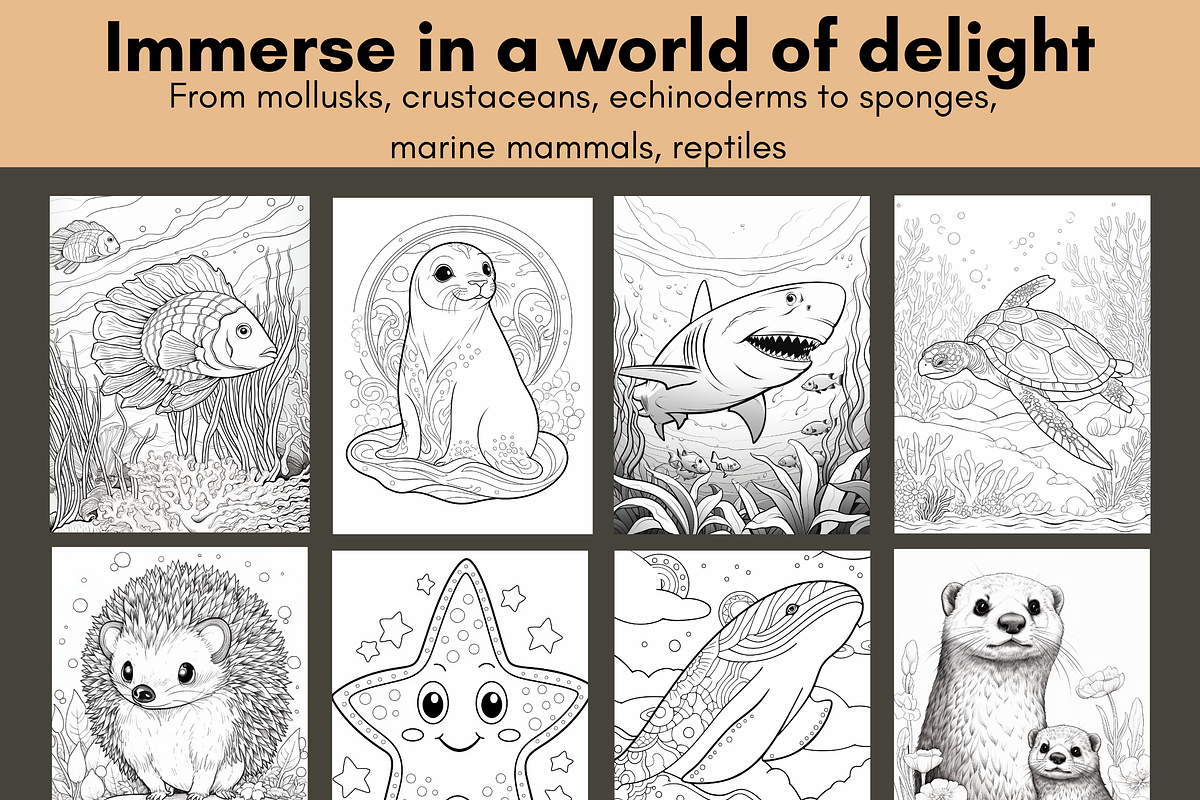 Ocean Animals Coloring Page for Kids, a Brochure Template by LA Design (Photo 3 of 10)