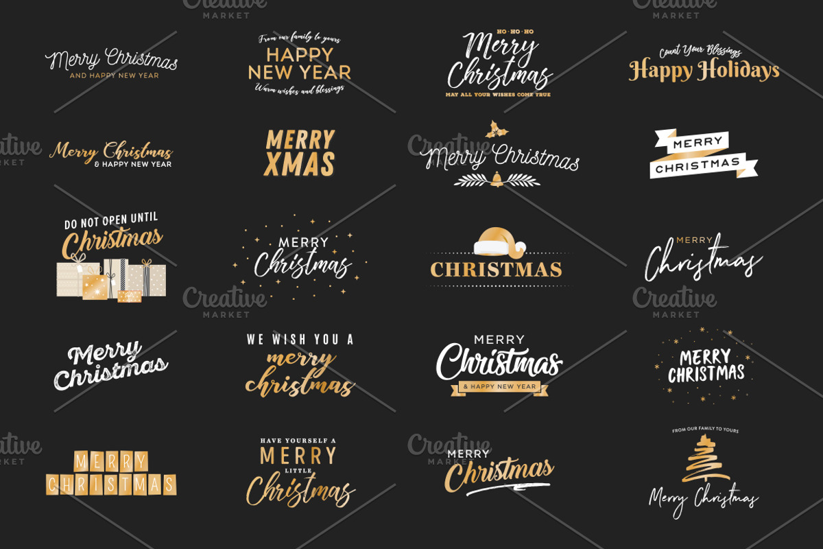 Holiday Christmas Vector Text Set, an Object Graphic by LineByLine (Photo 1 of 4)
