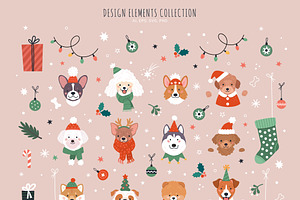 Christmas Dogs Vector Collection