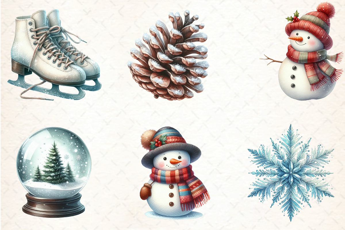 Snowflakes and Winter Scenes Clipart, an Illustration by DreamCafeArt (Photo 3 of 8)