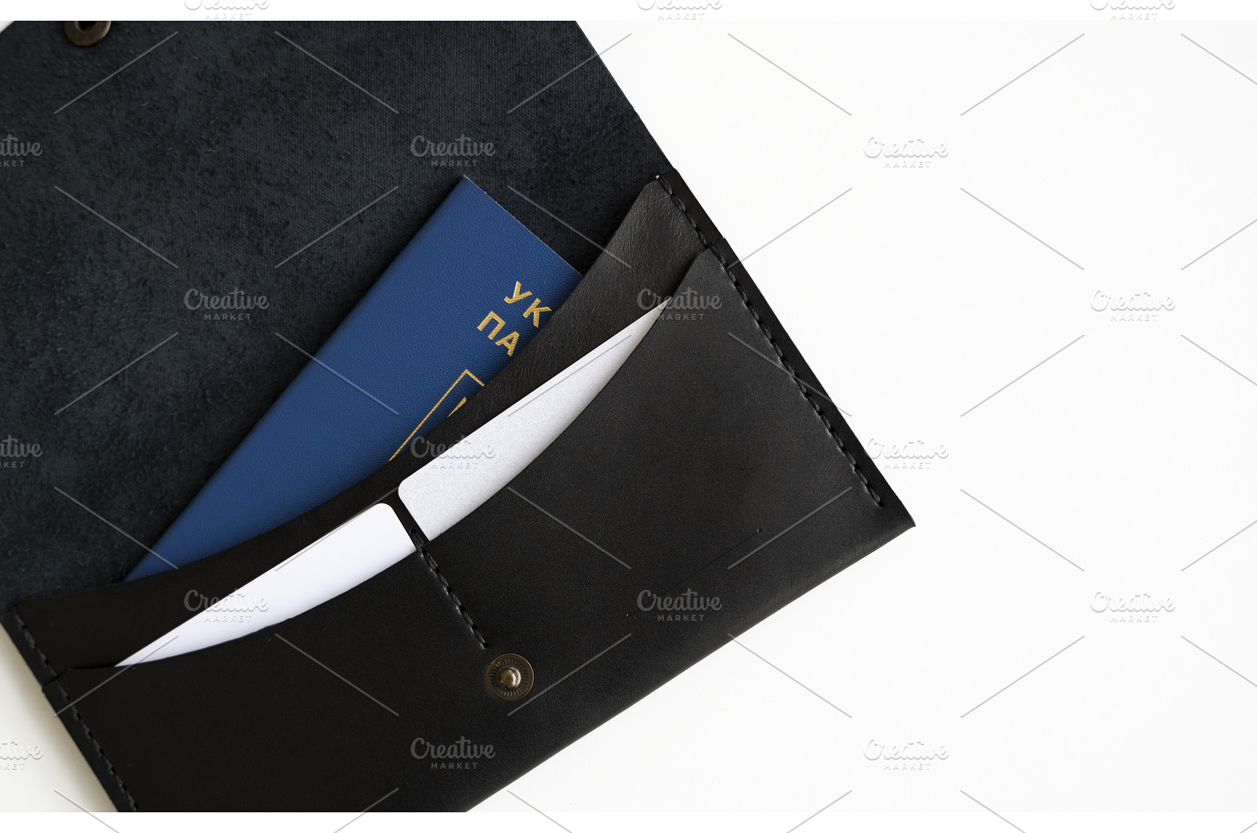 Black Leather Wallet with Passport, a Beauty & Fashion Photo by volodymyrshtun13795