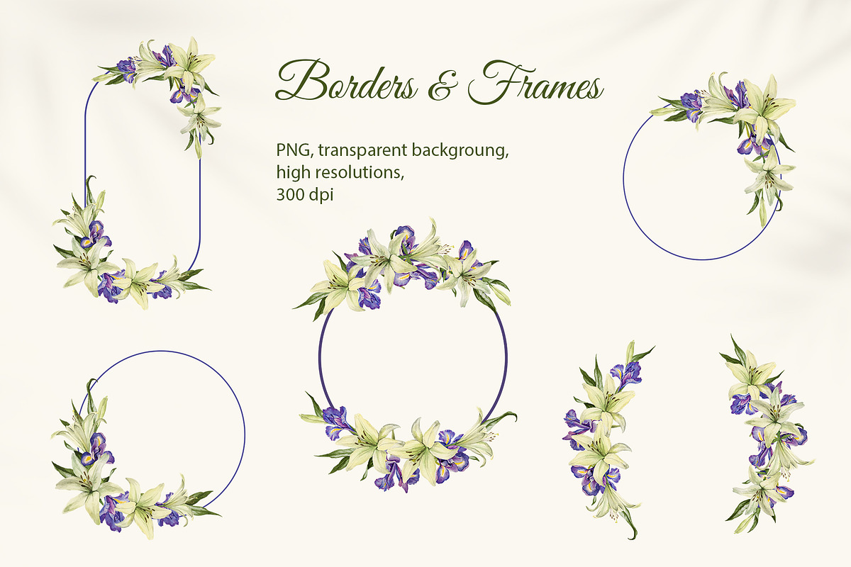 White Lily and Blue Iris set, a Decorative Illustration by L- design studio (Photo 7 of 9)