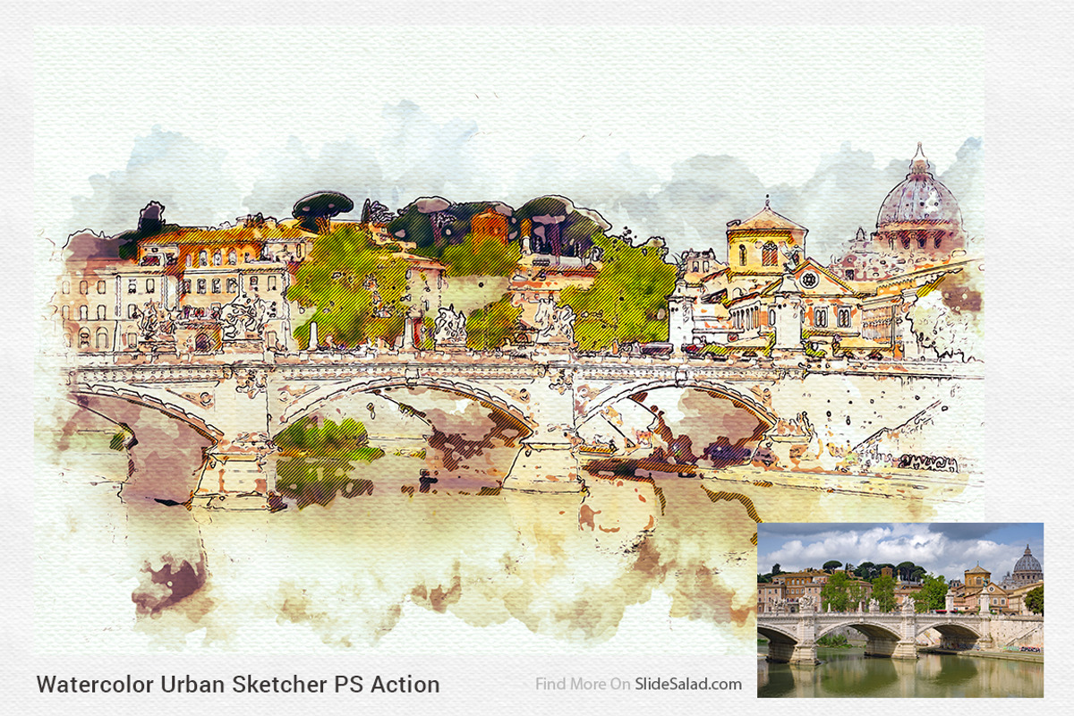 Watercolor Urban Sketcher PS Action, an Action Add-On by SlideSalad (Photo 14 of 21)