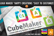 Colorful Flat Cube Logo Maker Set, a Branding & Logo Template by joyologo (Thumbnail 1 of 3)