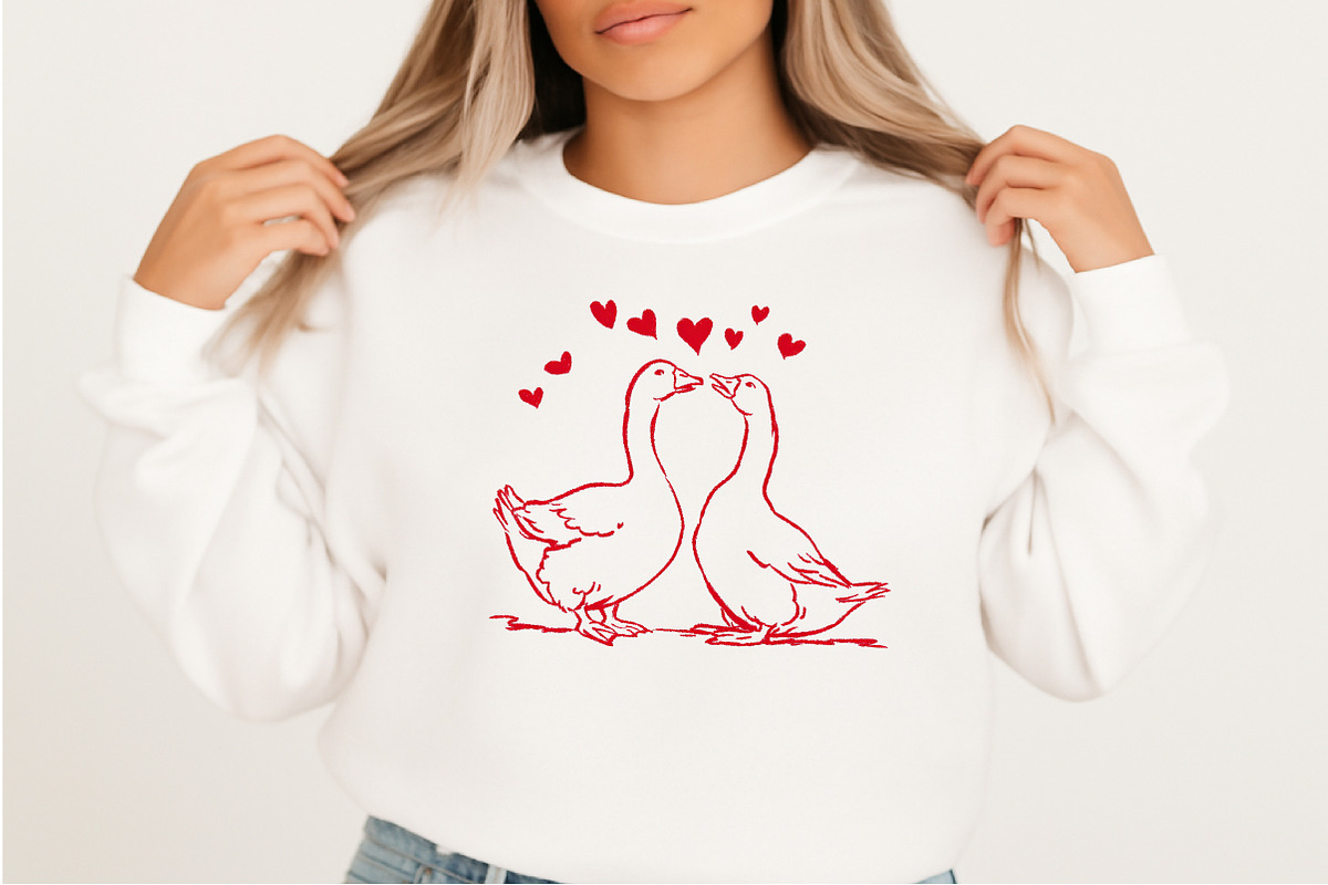 Valentines Goose Couple Hand-Drawn, an Illustration by Craft Nest (Photo 7 of 8)