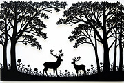 Deer Forest Frame Silhouette Bundle, an Illustration by Designs_River (Thumbnail 3 of 7)