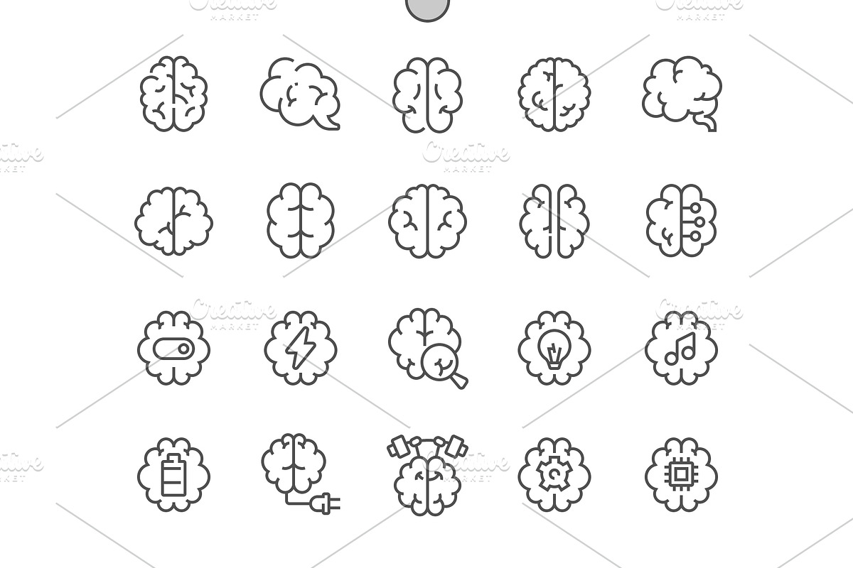 Brain Line Icons, an Object Graphic by Palau