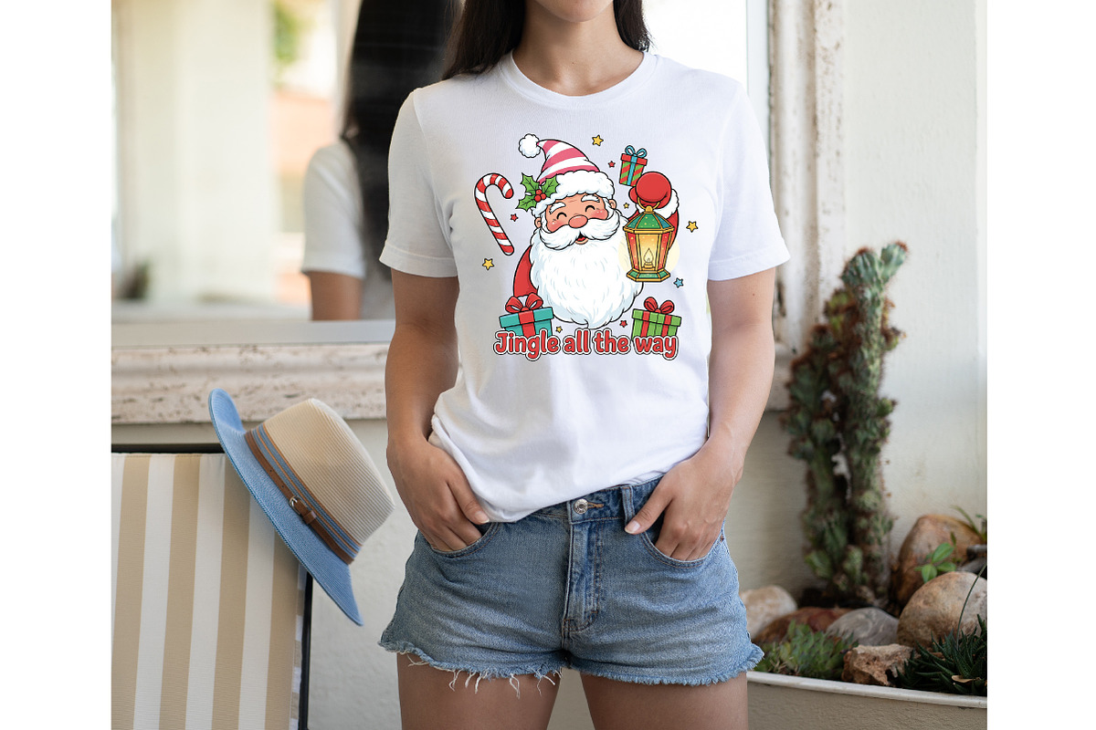 cute santa pink christmas, christmas, an Illustration by Designking (Photo 3 of 6)