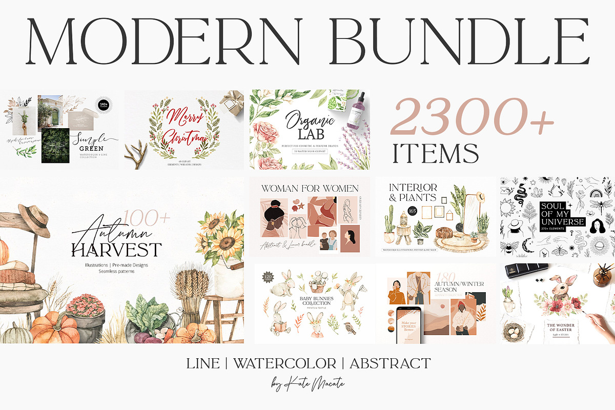 Modern Bundle | Logo | Watercolor, a Food Illustration by Kate Macate (Photo 19 of 19)