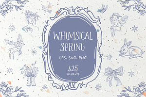 Whimsical Spring Line Art