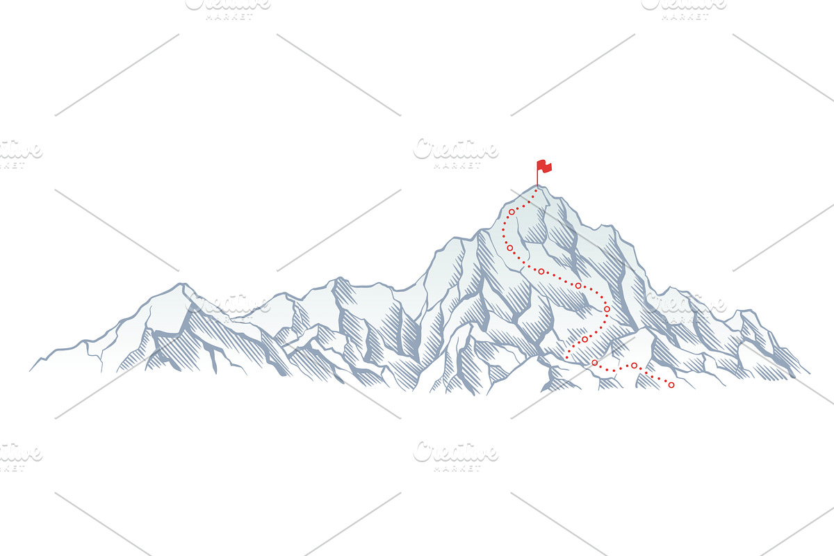 Mountain climbing route to top, a Finance Illustration by Things for designers