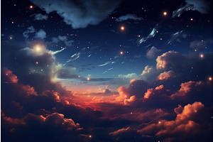 Dreamlike Night sky clouds. Generate, an Illustration by Ylivdesign
