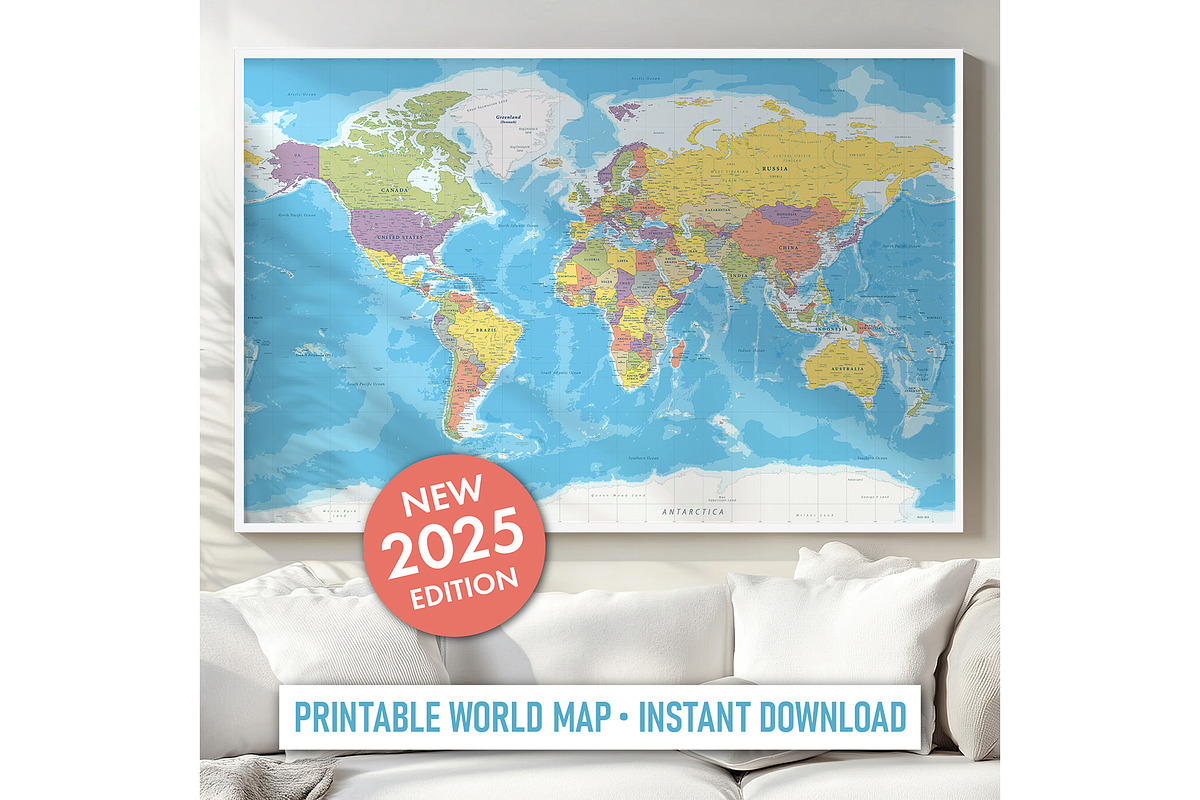 Vector World Map - Large&Detailed, a Decorative Illustration by PorcuPen Works (Photo 9 of 10)