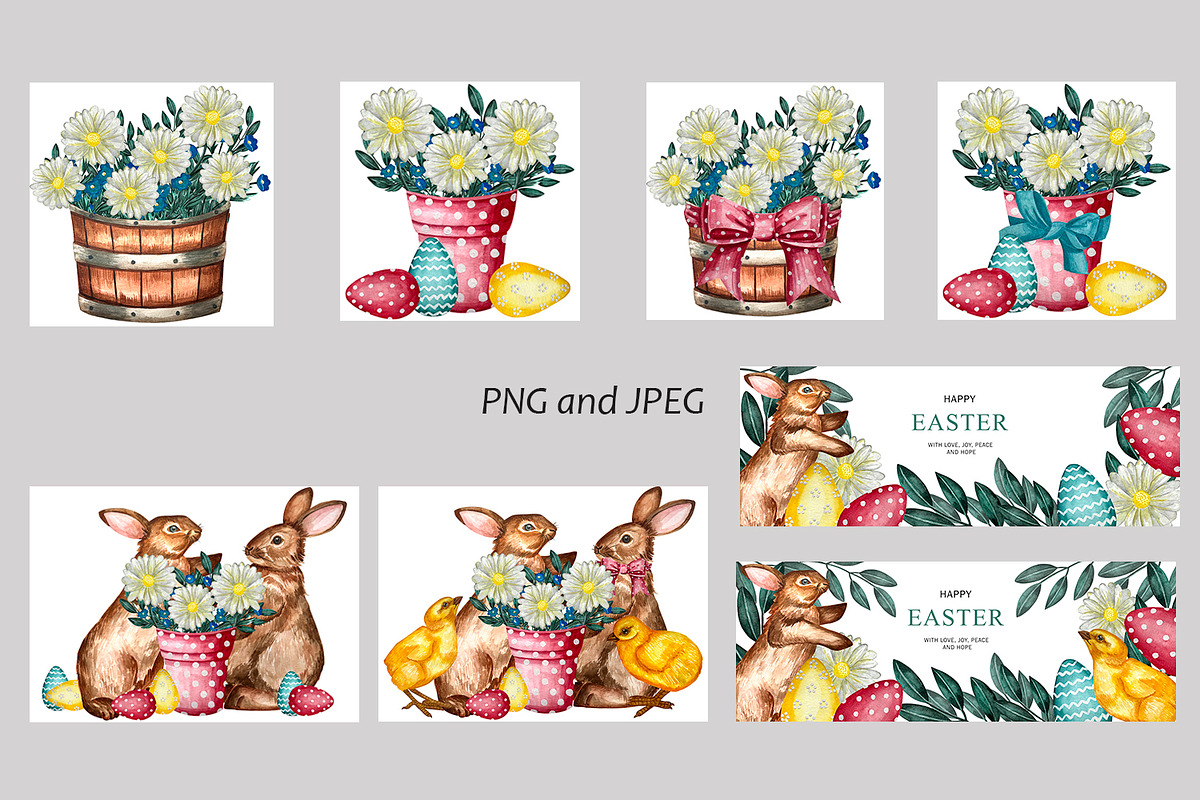 Watercolor set of Easter elements, a Seasonal Illustration by Fresh art by Larysa (Photo 3 of 3)