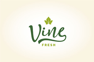 Vine Typography With Ivy Leaf Logo