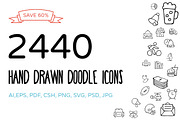 2440 Hand Drawn Doodle Icons Bundle, an Outline Icon by Creative Stall (Thumbnail 1 of 5)