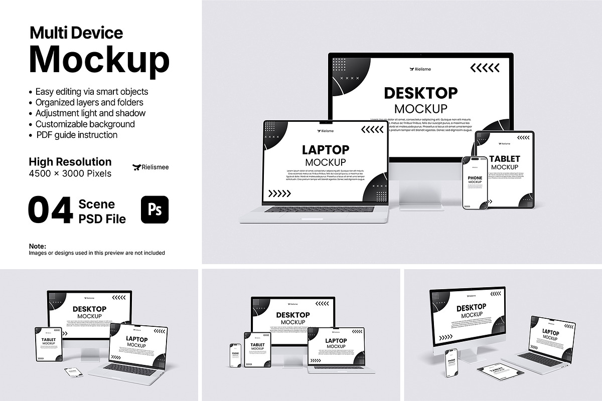 Multi Device Mockup Bundle Set, a Wearable Device Mockup by Rielismee (Photo 1 of 5)