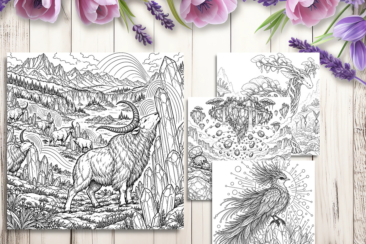 Alien Wildlife Coloring Pages Bundle, a Brochure Template by LA Design (Photo 6 of 10)