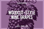 Woodcut-Style Wine Grapes, a Food Illustration by Electric Ink (Thumbnail 1 of 2)