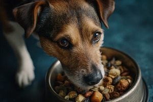 Playful Top View of Healthy Dog Food, an Animal Photo by Virgo Studio
