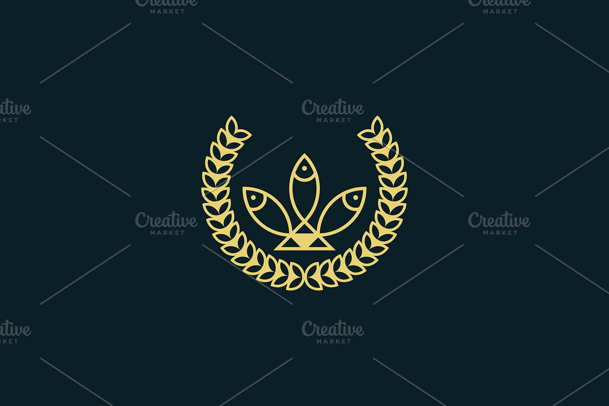 circular wheat leaf and fish logo, a Branding & Logo Template by Rasagama Studio