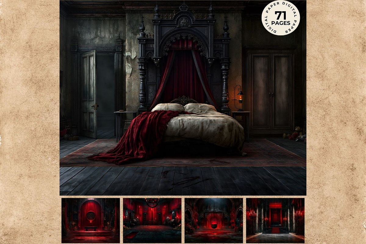 71 Halloween Horror Backdrops, a Seasonal Illustration by ThatsDesignArt (Photo 6 of 15)