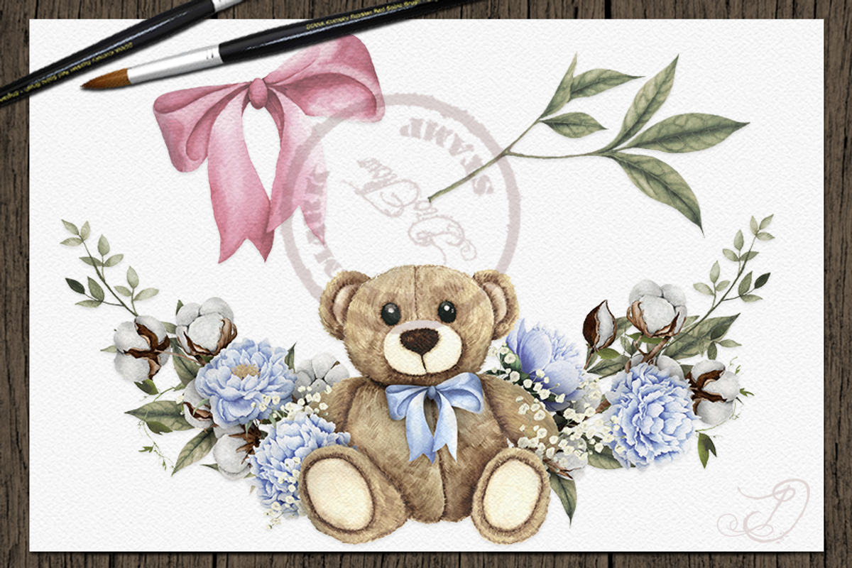 Teddy Watercolor Illustration, a Decorative Illustration by DioFlow (Photo 4 of 6)