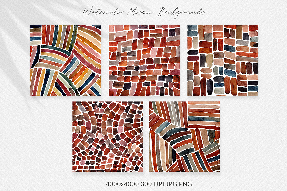 15 Watercolor Mosaic Backgrounds, a Texture Graphic by Sweet Fig (Photo 4 of 10)