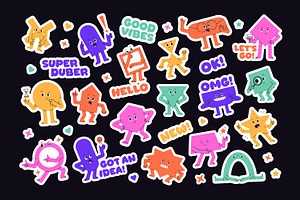 Funny geometric shapes set, stickers, an Object Illustration by PaperTrident
